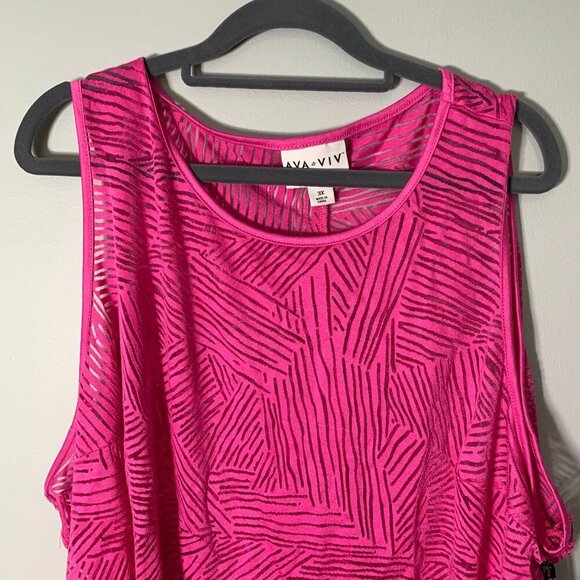 NEW Ava & Viv pink zebra print sleeveless lightweight flowy tank top - Picture 2 of 8